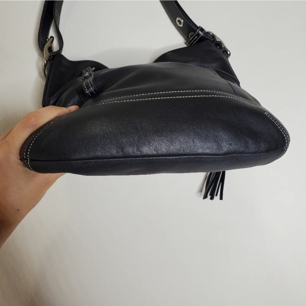Coach 1415 Soho Slim Y2K Black Leather Hobo Fringe Tasseled Shoulder Bag